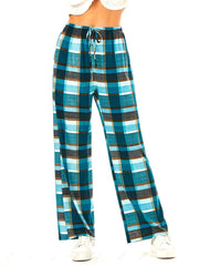  Plaid Print Straight Leg Comfy Pants