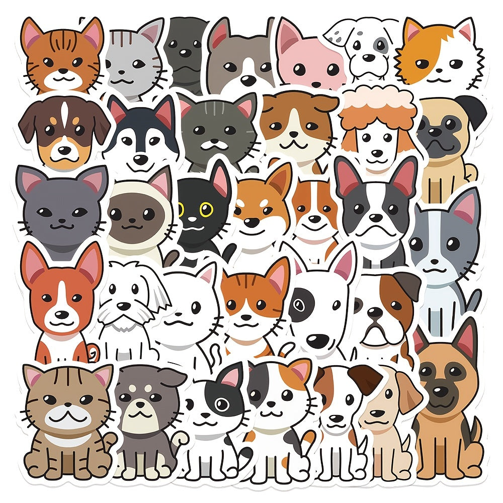 33Pcs Cartoon Cat And Dog Stickers Waterproof DIY Stickers