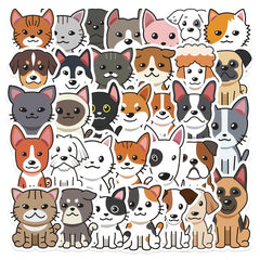 33Pcs Cartoon Cat And Dog Stickers Waterproof DIY Stickers