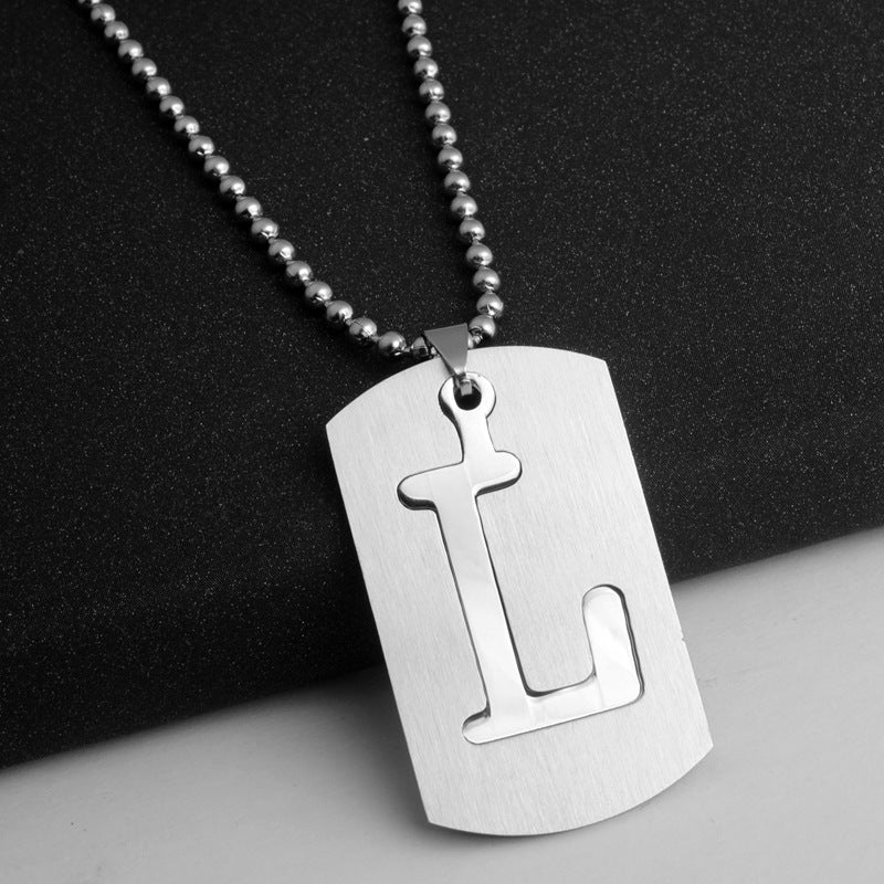 Men's Letter Pendant Necklace Stainless Steel Punk Chain A N