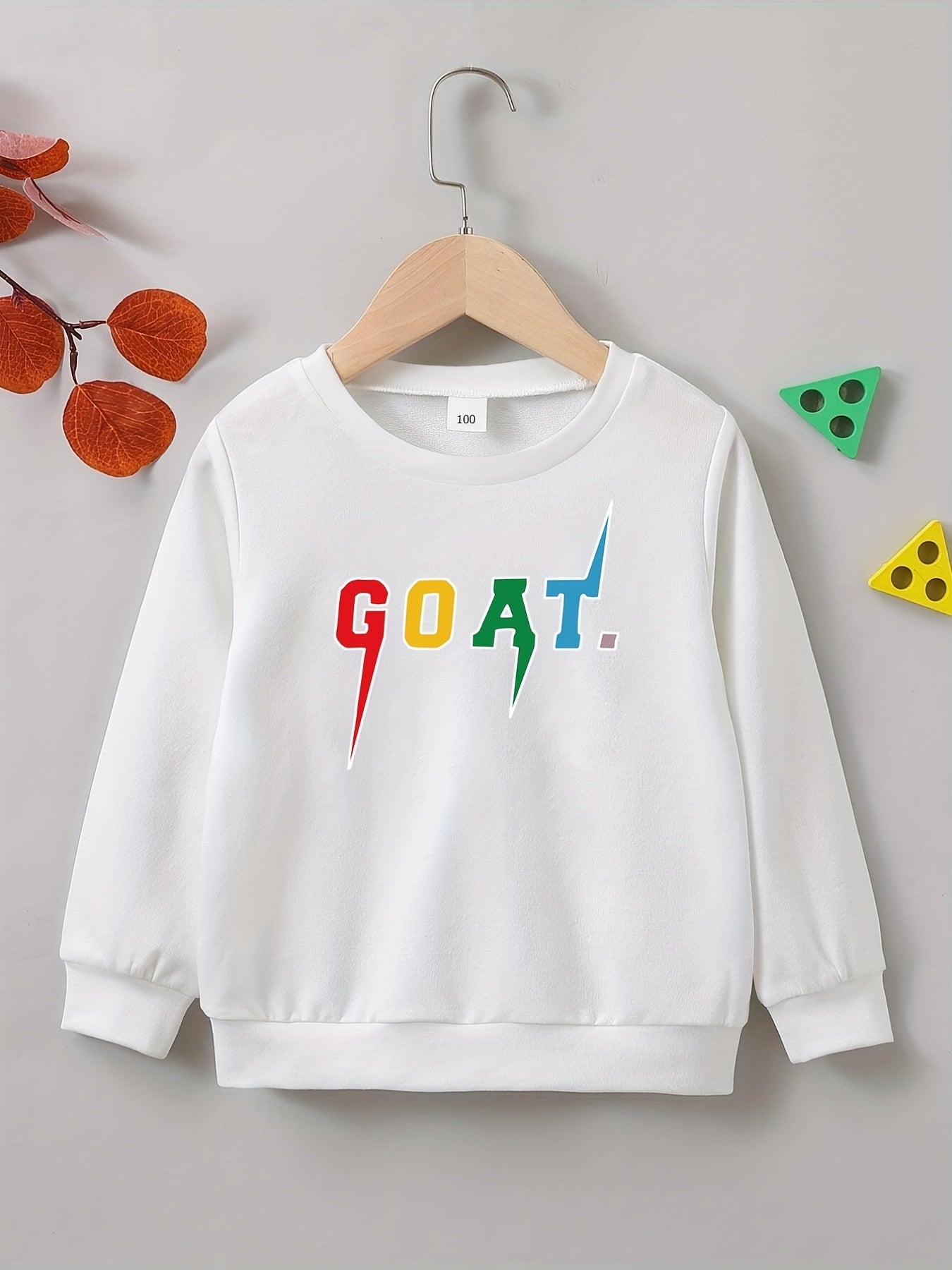 Stylish GOAT Letter Print Boys Casual Pullover Sweatshirt