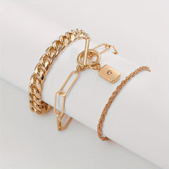 Golden Alloy Twist Print Bracelet Charms Jewelry Gift Birthday For Her