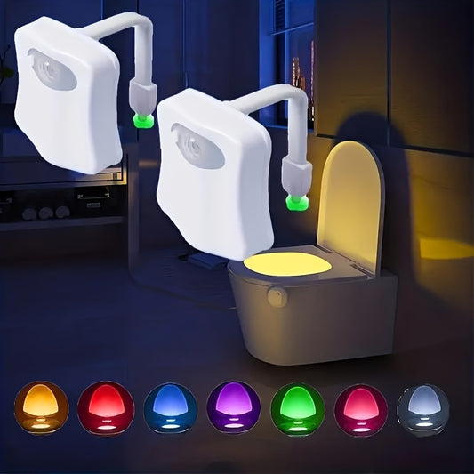 Toilet Night Light Motion Sensor 8 Color Changing LED Night Light Bathroom Decor