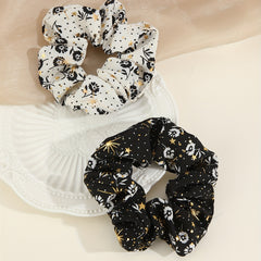 2pcs Boho Foral Print Scrunchies Hair Tie Glod Sparkle Hair Rope