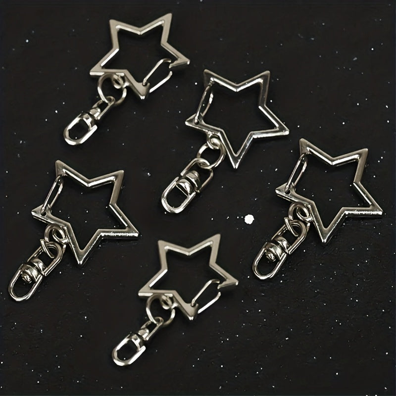 Pentagram Keychain Star Ring Backpack Car Pendant