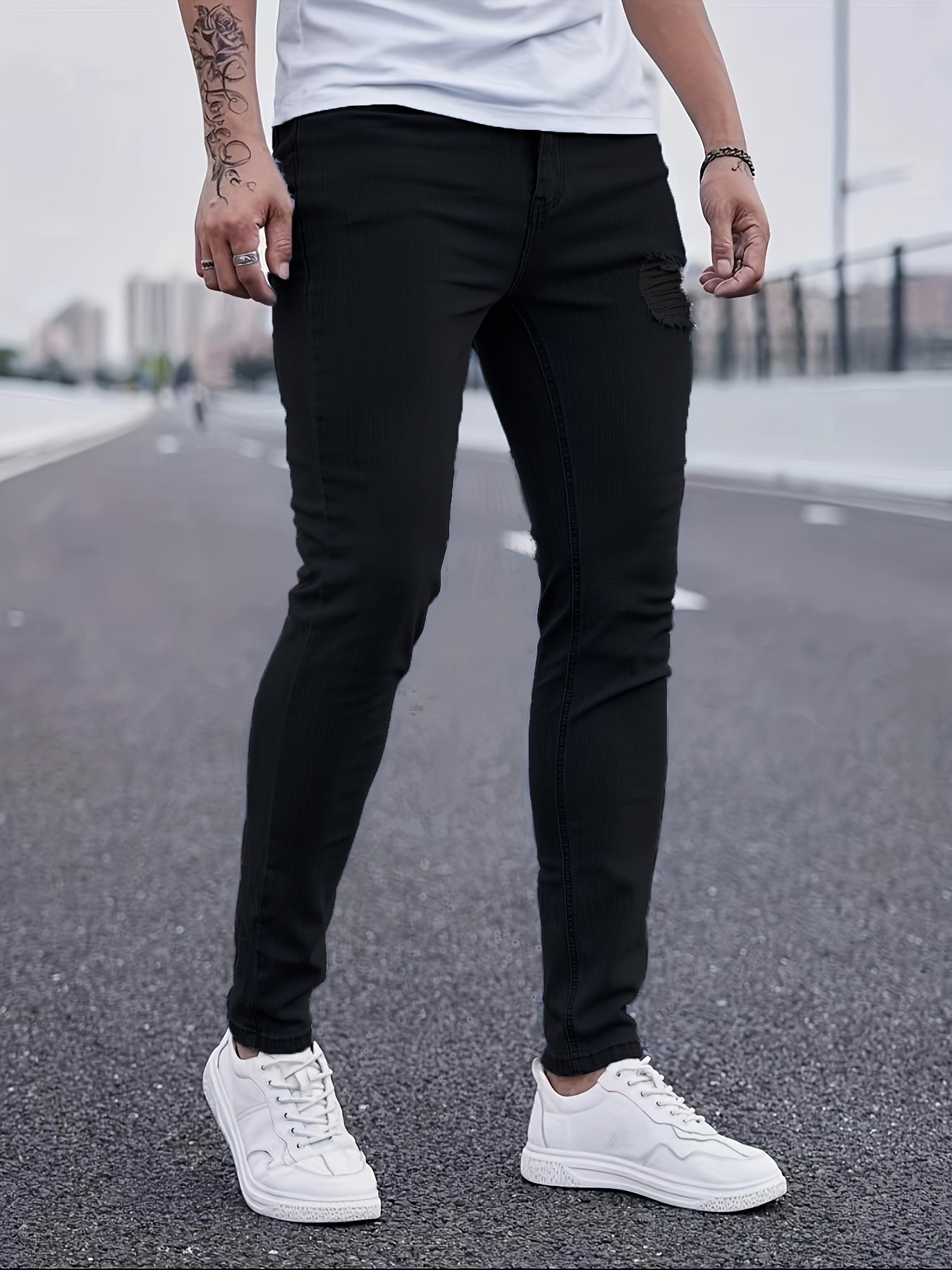 Men's Casual Light Ripped Denim Jeans