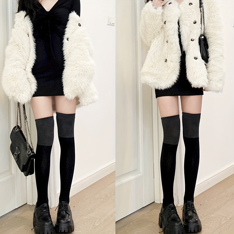 Colorblock Thigh High Socks Women's Stockings