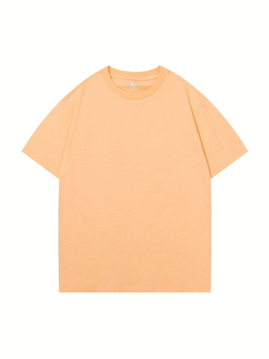 Boys Plain Cotton T Shirt Crew Neck Short Sleeve Top Summer