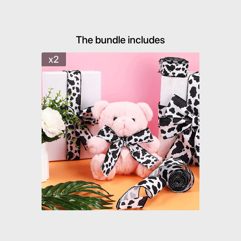 Cow Print Wired Edge Ribbon Cow Spot Pattern Ornaments Fabric Ribbons