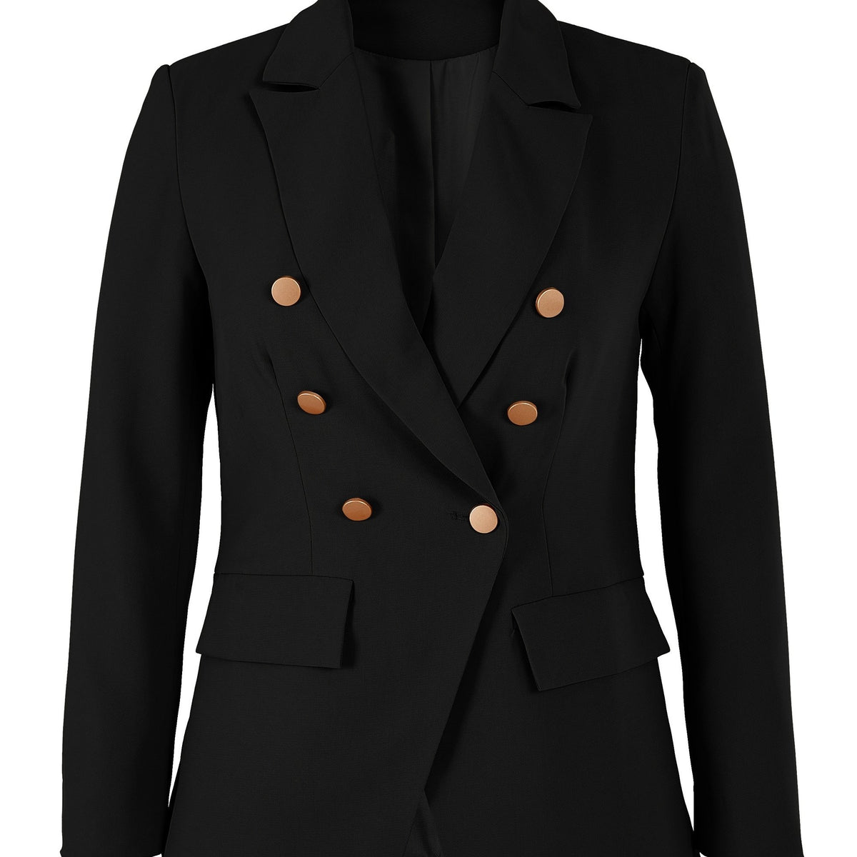 Women's Slim Fit Double Breasted Blazer Solid Button Coat