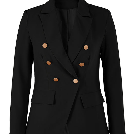 Women's Slim Fit Double Breasted Blazer Solid Button Coat