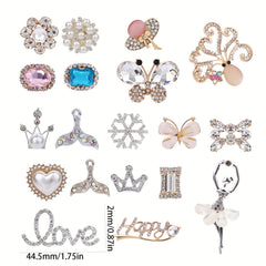 19Pcs Crystal Shoe Charms For Women Party Clogs Sandals