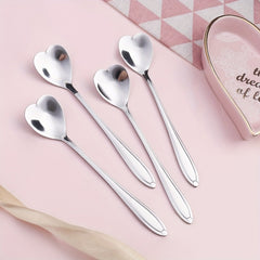 4pcs Heart Shaped Coffee & Dessert Spoon Set Tea Coffee Desserts
