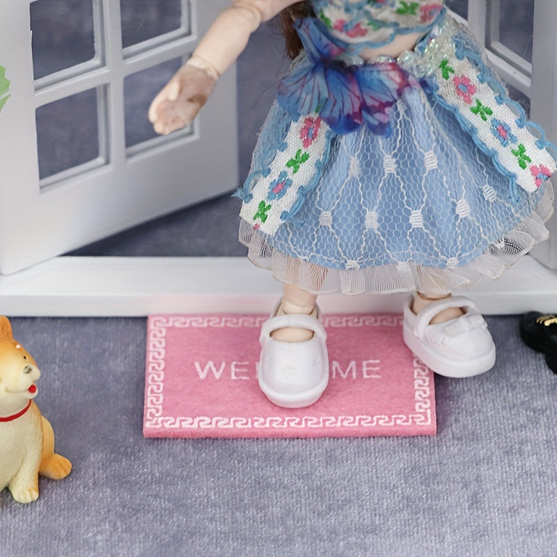 4pcs 1 12 Doll House Mini Carpet Welcome Carpet Model Ground Decorations
