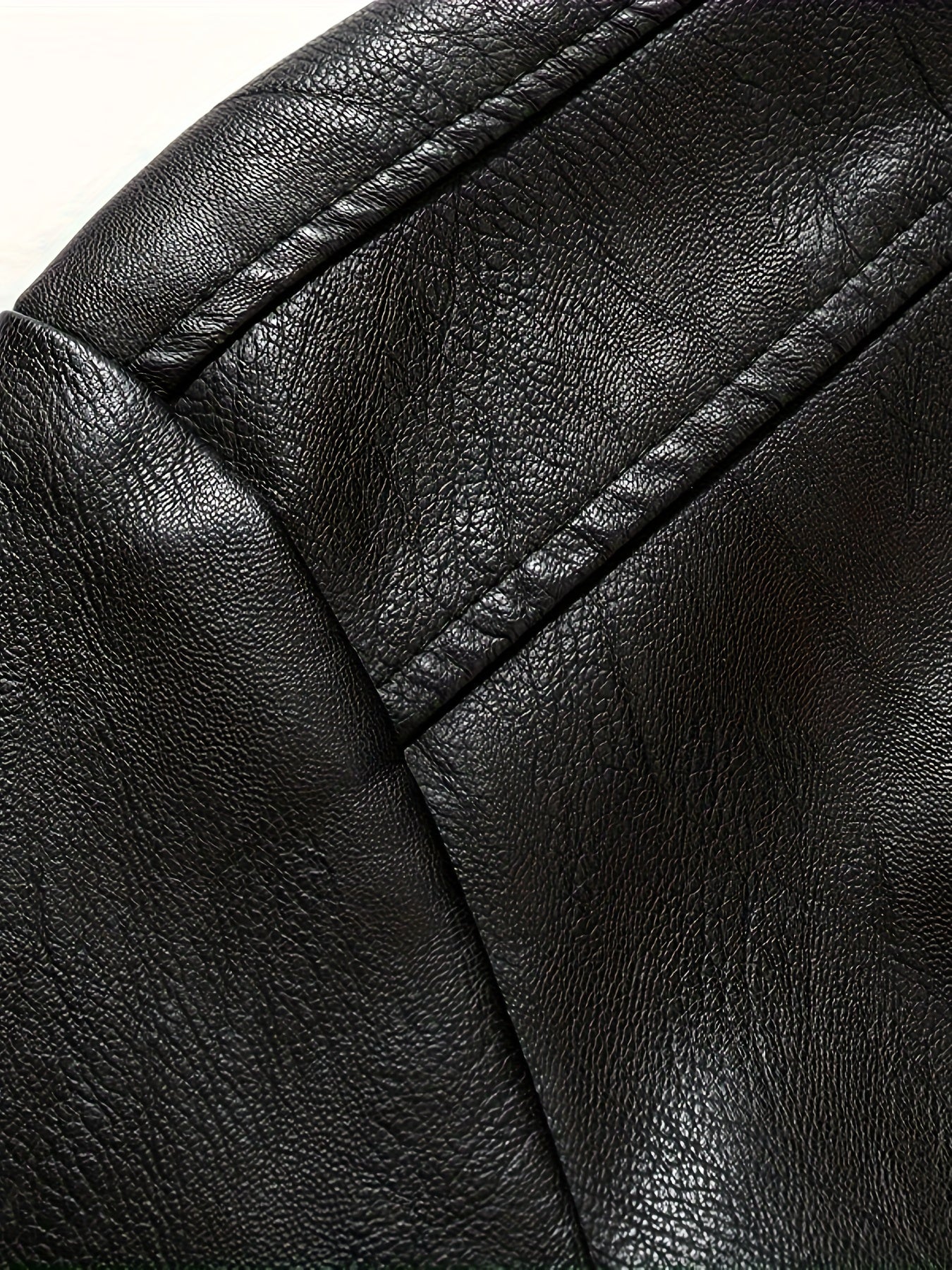 Men's Stylish PU Leather Jacket Zip Up Long Sleeve Jacket
