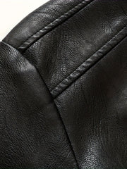 Men's Stylish PU Leather Jacket Zip Up Long Sleeve Jacket