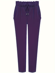  Casual Pants Women's Plus Solid Elastic Drawstring