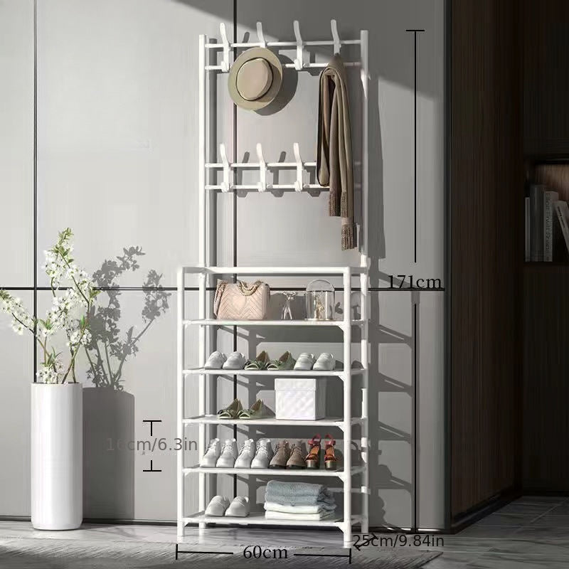 1pc Household Multifunctional Floor Hanger Shoe Rack Integrated Coat Rack
