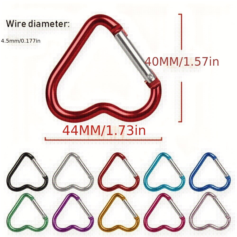 3pcs Heart-Shaped Carabiner Keychain for Outdoor Adventures