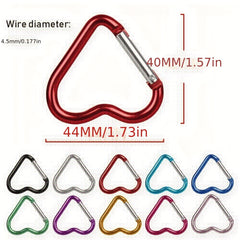 3pcs Heart-Shaped Carabiner Keychain for Outdoor Adventures