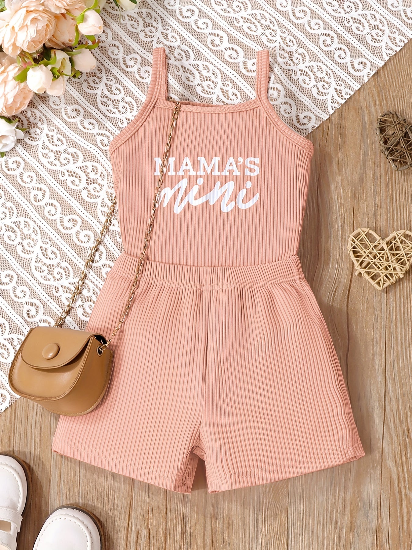 2pcs Toddler Girls MAMA'S MINI Cami Top & Shorts Set