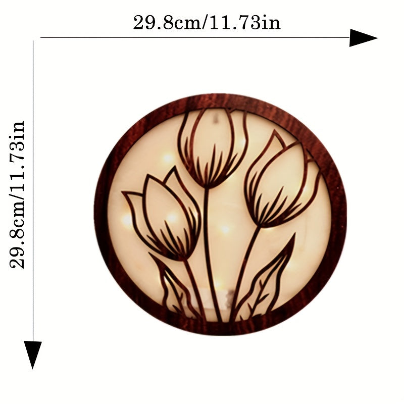 LED Lights Wooden Board Wall Stickers Magnolia Night Light
