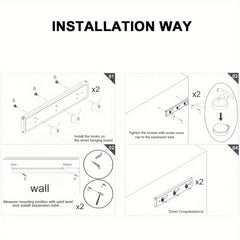 Wall Mounted Coat Rack 6 Hooks 40 64 Cm Coat & Hat Rack for Hallways Living