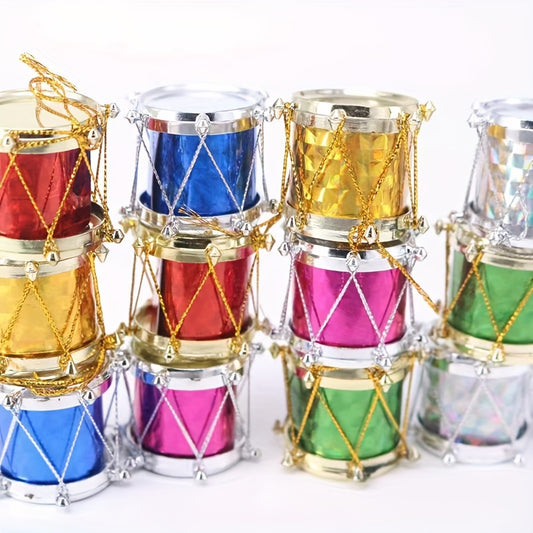 Colorful Small Drum Pendants for Christmas Tree Decorations