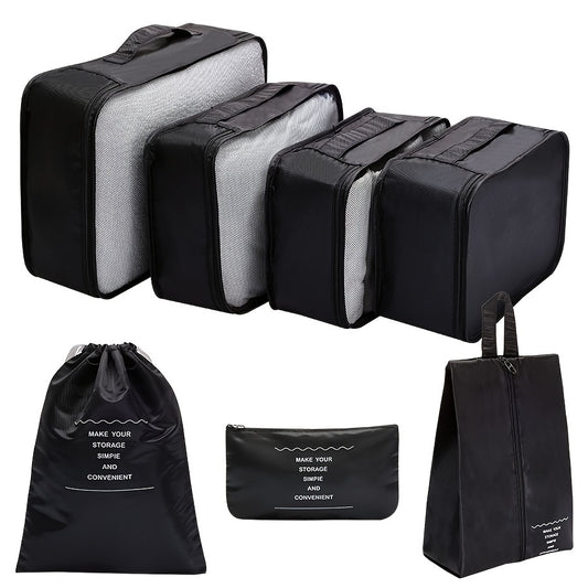 7pcs Travel Packing Bag With Zipper Durable Storage Container