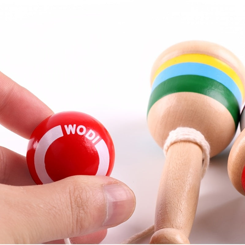 Wooden Kendama Cup Toy Red Improve Coordination Reflexes Exercise Brain