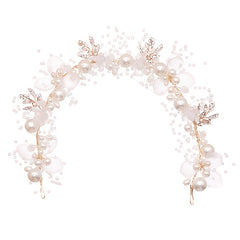 Crystal Pearl Flower Tiara Headband for Women