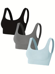 3pcs Women's Seamless Gym Yoga Sports Bras Comfortable Running Tank Tops