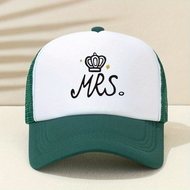 MRS Crown Baseball Cap Mesh Trucker Dad Hat Adjustable Sun Hat For Women