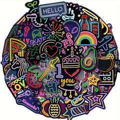50pcs Neon Stickers for Luggage Water Cup Motorcycle