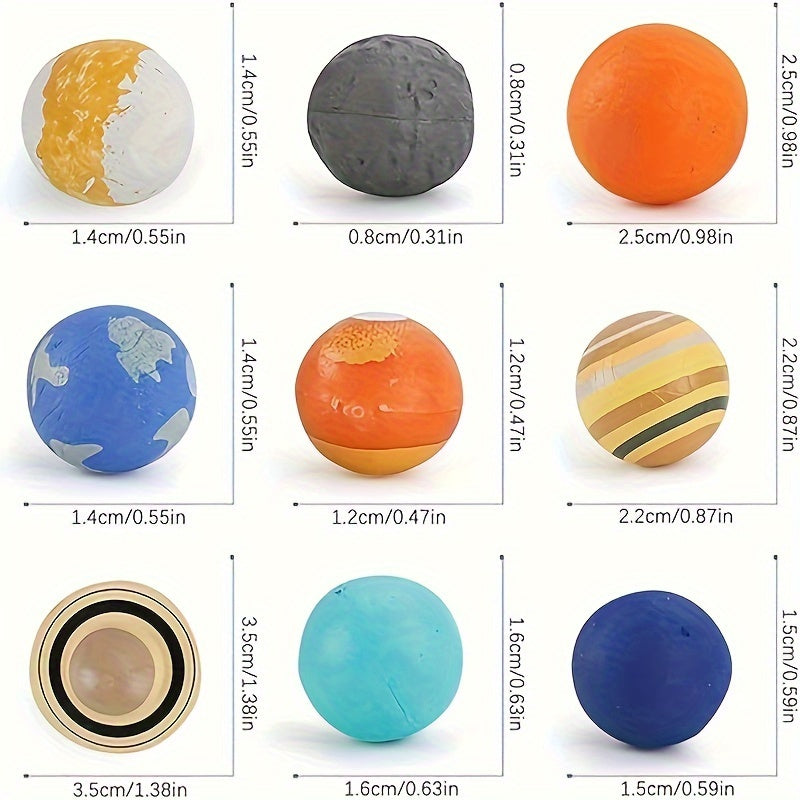Educational Solar System Model Set with 9 Colorful Planetary Balls