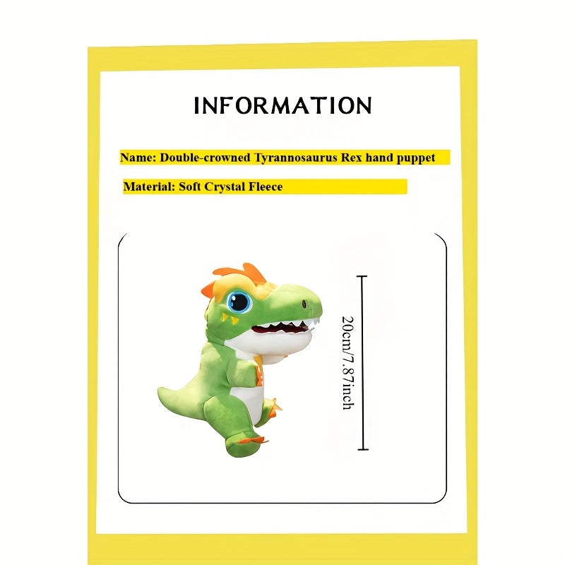 19 Double Crown T-Rex Hand Doll Red Green Dinosaur Educational Toy for Kids
