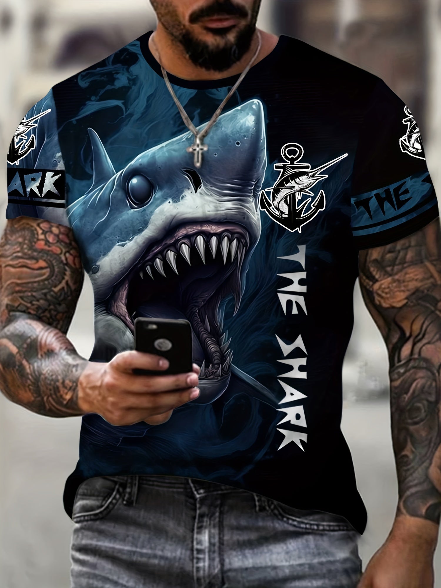 Shark 3D Print Men's Tee Short Sleeve Graphic Shirt