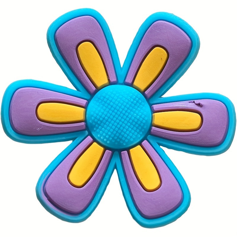 10Pcs Flower Pattern Shoe Charms for Bubble Slides Sandals Shoe Decorations