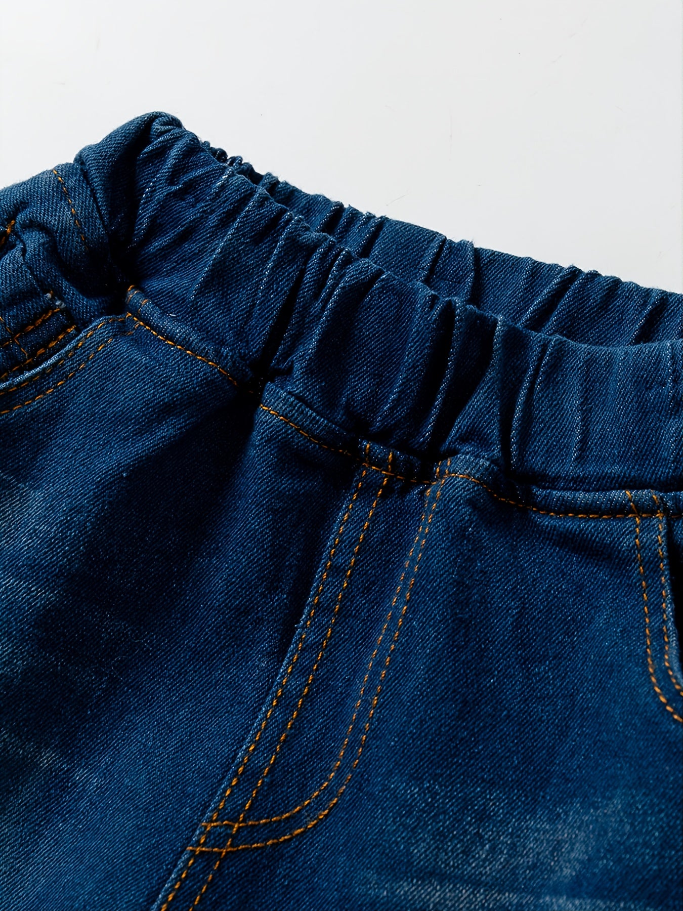 Boys Winter Casual Jeans Elastic Waist Solid Color