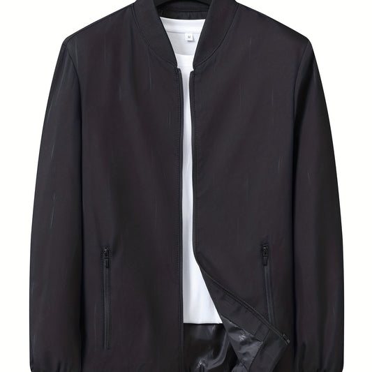 Men's Zipper Plain Jackets Windproof Casual Baseball Jacket