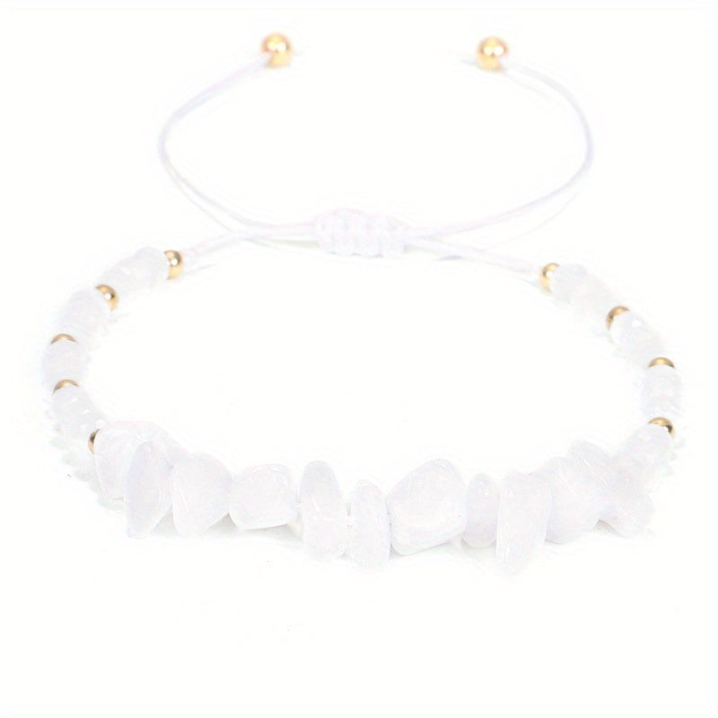 Colorful Crushed Stone Beads Braided Yoga Bracelet