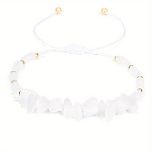 Colorful Crushed Stone Beads Braided Yoga Bracelet