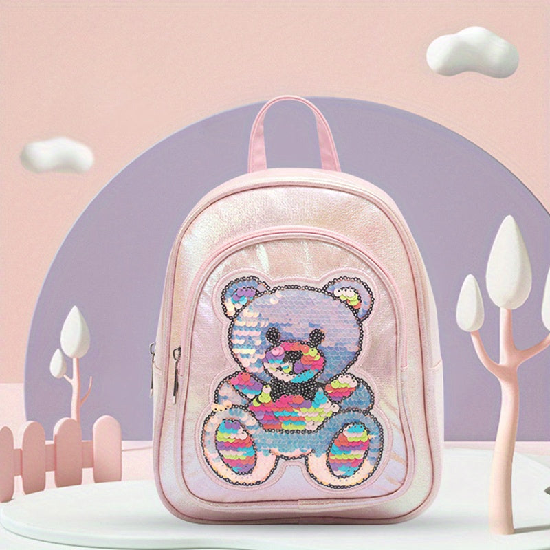 Sequin Bear Backpack For Teens Boys Girls Kindergarten School Bag