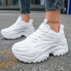 Women's Breathable Mesh Platform Sneakers Casual Lace Up Outdoor Shoes