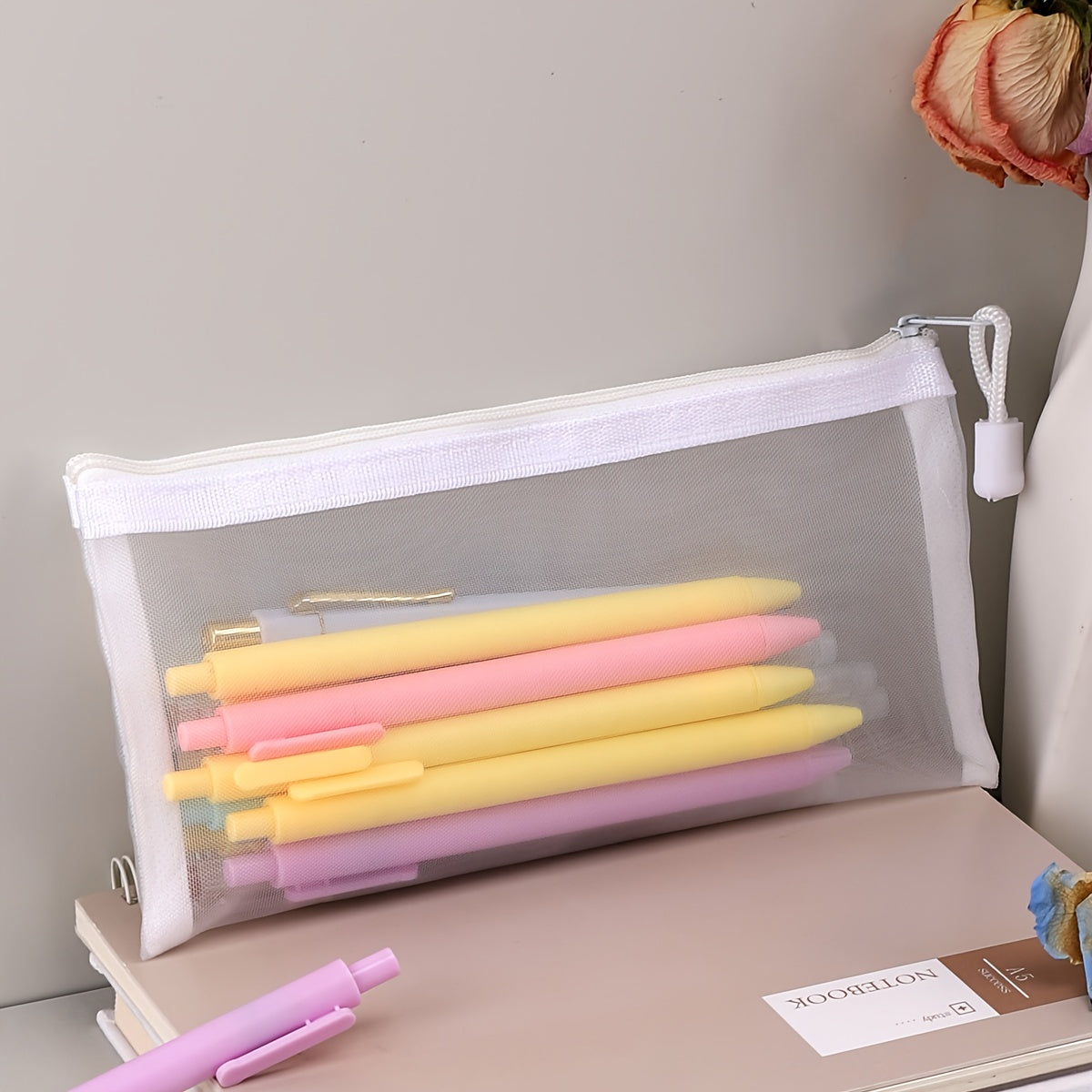 Gray Large Capacity Pencil Case Student Storage Bag