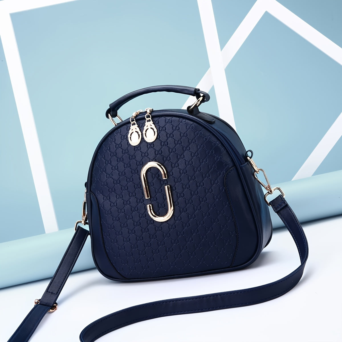 Geometric Pattern Crossbody Bag Top Handle Purse Zipper Shoulder Bag