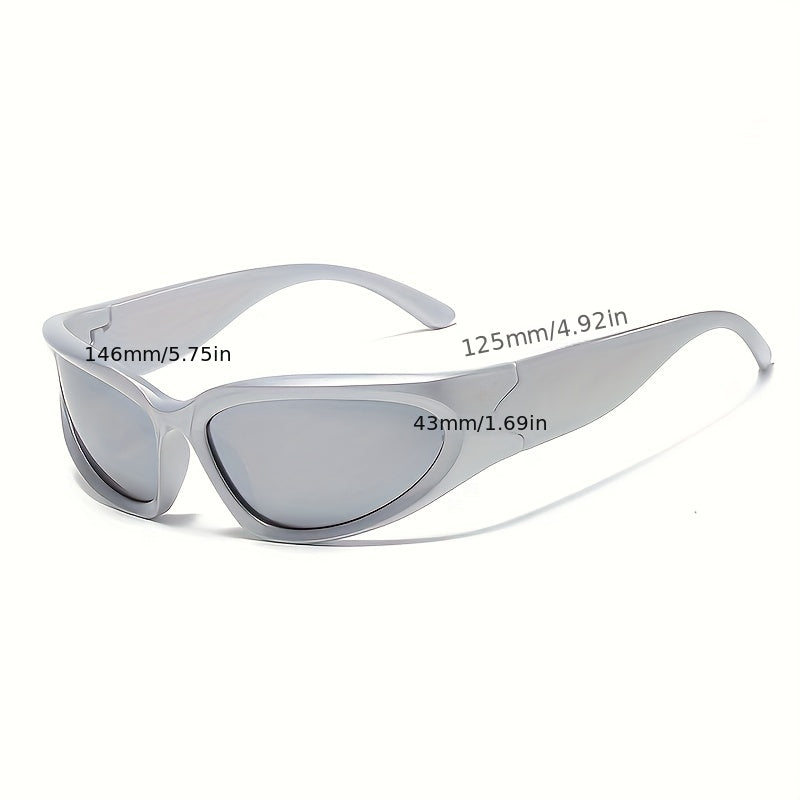 Y2K Wrap Around Sunglasses Mirrored UV400 Sun Shades