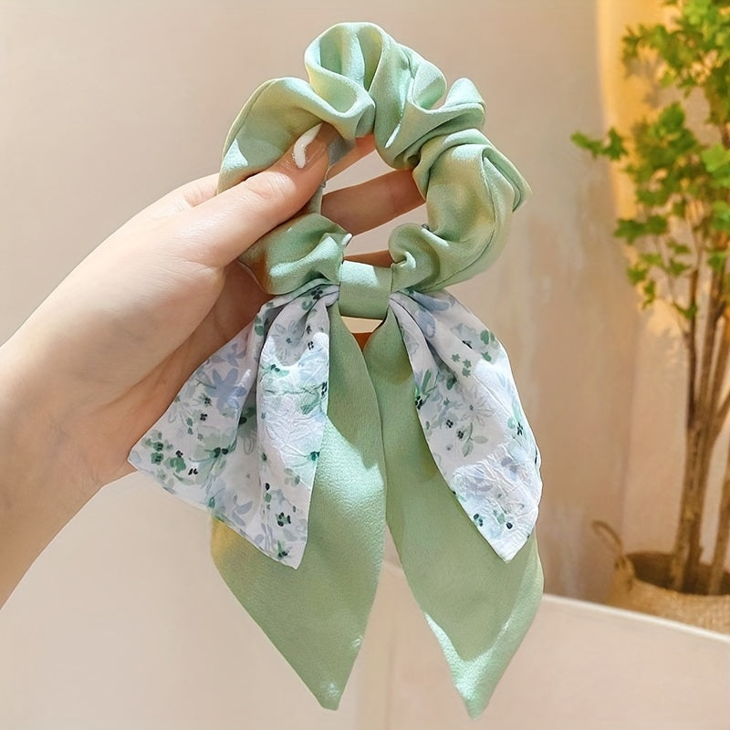 Bow Decor Scarf Scrunchies Candy Hair Rope Sweet Hair Ring