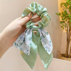 Bow Decor Scarf Scrunchies Candy Hair Rope Sweet Hair Ring