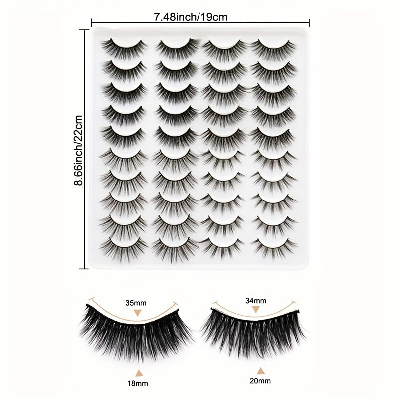 20 Pairs Natural False Eyelashes Wispy Fluffy Soft Lashes Long Thick Criss cross